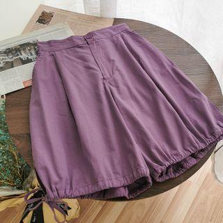 Plain Drawstring High-waist Shorts