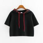 Short-sleeve Embroidered Hooded T-shirt