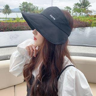 Letter Embroidered Wide Brim Visor Hat