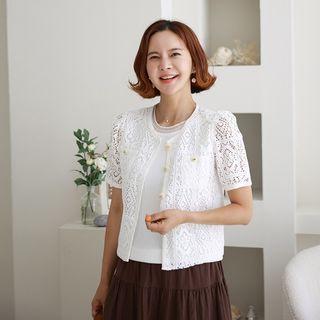 Button-up Eyelet-lace Jacket