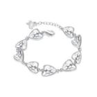Fashion Simple Heart-shaped Hollow Bracelet Silver - One Size