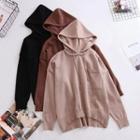 Loose-fit Plain Hooded Sweater