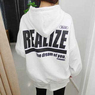 Tall Size Letter Print Kangaroo-pocket Hoodie