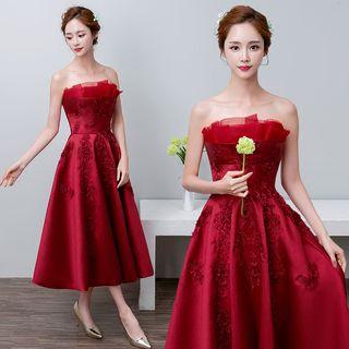 Strapless Applique Cocktail Dress