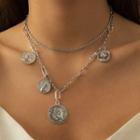 Layered Coin Charm Chain Necklace