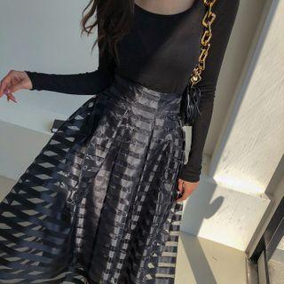 Stripe Tulle Maxi Full Skirt