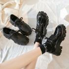 Plain Faux Leather Lace-up Platform Shoes