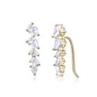 925 Sterling Silver Plated Champagne Simple Water Drop Earrings With White Cubic Zircon Champagne - One Size