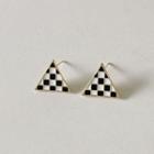 Triangle Check Glaze Earring 1 Pair - Triangle Check Glaze Earring - Black & White - One Size