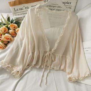 Ruffled-trim Tie Chiffon Cape