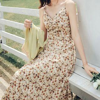 Strappy Floral Midi A-line Dress / Cardigan / Set