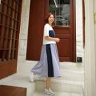 Round-neck Striped-panel T-shirt Dress