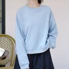 Plain Sweatshirt Grayish Blue - One Size