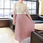 Pleated-panel Maxi T-shirt Dress