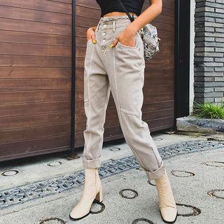 High-waist Button-detail Pants
