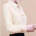 Frilled Cuff Buttoned Long-sleeve Top