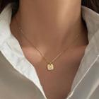 Smiley Tag Pendant Alloy Necklace Gold - One Size