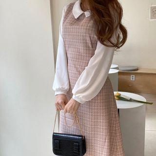 Inset Blouse Sleeveless Plaid Dress