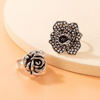 Asymmetrical Rose Ear Stud 21873 - 1 Pair - Silver - One Size