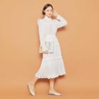 Mock-neck Frilled-detail Long Dress