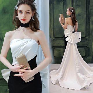 Strapless Bow-back Bodycon Evening Gown
