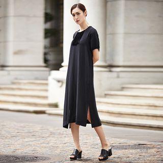 Pintuck Short-sleeve Dress