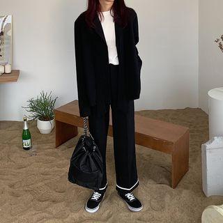 Plain Blazer / Contrast Trim Dress Pants