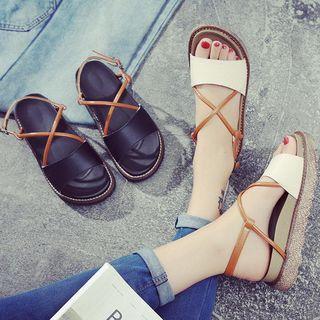 Cross Strap Faux-leather Platform Sandals