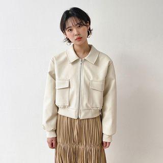 Collared Pleather Blouson Jacket
