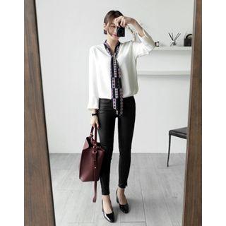 Tie-front V-neck Blouse