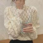 Mock-neck Lace Blouse Off-white - One Size