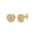 Simple And Bright Plated Gold Flower Stud Earrings With Champagne Austrian Element Crystal Golden - One Size