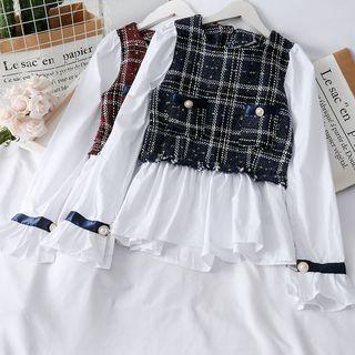 Bell-sleeve Mock Two-piece Top