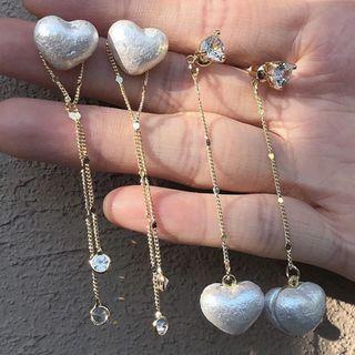 Faux Crystal / Gemstone Heart Dangle Earring