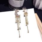 Non-matching Rhinestone Star & Crescent Dangle Earring 1 Pair - Gold - One Size
