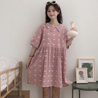 Short-sleeve Print Collared Dress