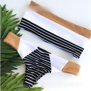 Stripe Colour Block Strapless Bikini