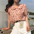 Short-sleeve Floral Shirt Pink - One Size