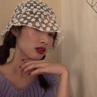 Floral Embroidered Lace Bucket Hat