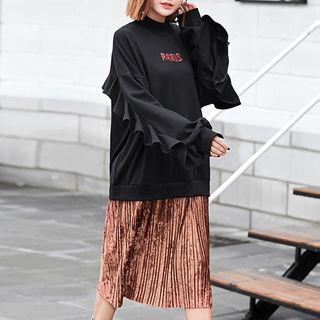 Ruffle Trim Mock Two Piece Pullover Dress