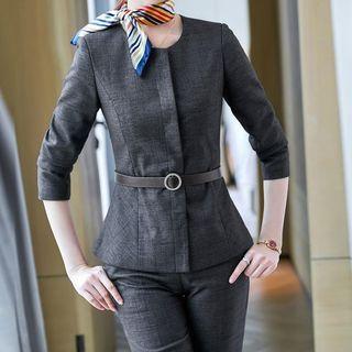 Button-up Vest / Blazer / Long-sleeve Shirt / Mini Pencil Skirt / Dress Pants / Set