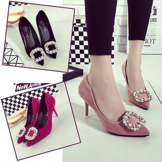 Embellished Buckle Pointed Pumps