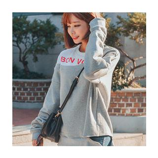 Lettering-detail Color-block Pullover