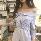 Plain Off Shoulder Long-sleeve Dress