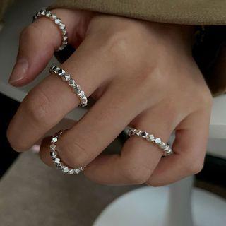 Geometric Sterling Silver Open Ring 1pc - T567 - Silver - One Size
