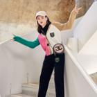 Set: Color Block Cardigan + Mock Neck Top + Sweatpants