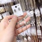 Faux Leather Rhinestone Dangle Earring 1 Pair - Silver Stud - Gold - One Size
