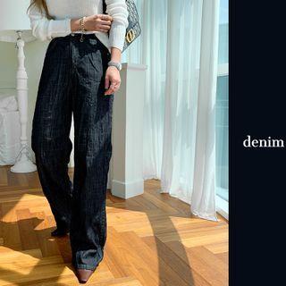 Crinkled Semi Wide-leg Jeans