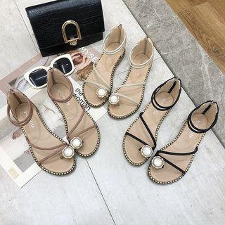 Back Zip Strappy Sandals