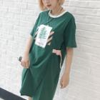 Color-block Mock-two Short-sleeve T-shirt Dress
